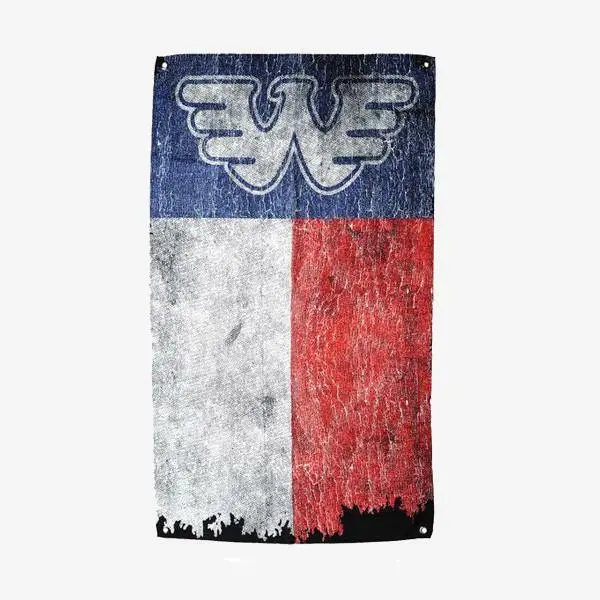 Waylon Jennings Distressed Flying W Logo Texas Flag Fabric Poster Flag 28x48"