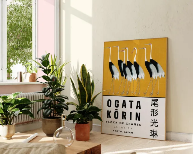 Ogata Korin Flock of Cranes Print, Traditional Japanese Woodblock Wall Art, 2