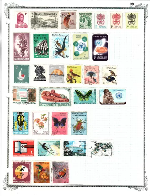 Papua new guinea lot of stamps on album page-used-100