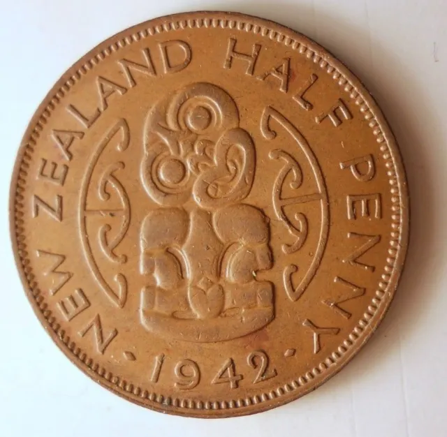 1942 NEW ZEALAND 1/2 PENNY - KEY DATE COIN - FREE SHIP - New Zealand Bin C