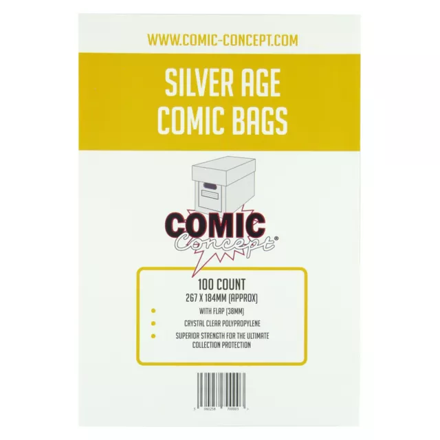 Comic Concept Polypropylene Comic Bags -- SILVER Age Size -- Great Value!!