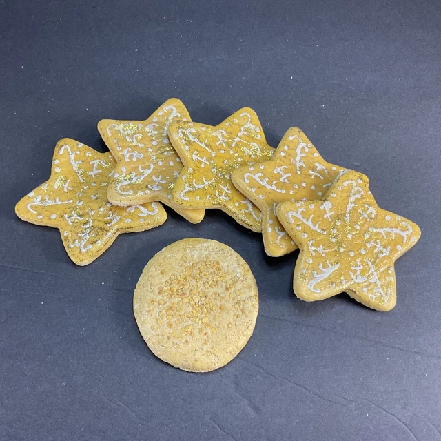 Fake Prop iced Christmas 3.75” Star Sugar cookies for Santa set lot 5 + 3” round