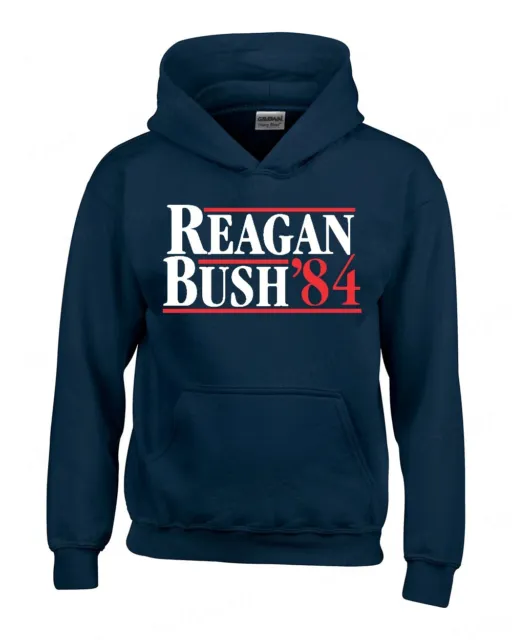 REAGAN BUSH `84 Hoodie Political Election Ronald 80s Retro Republican Sweatshirt