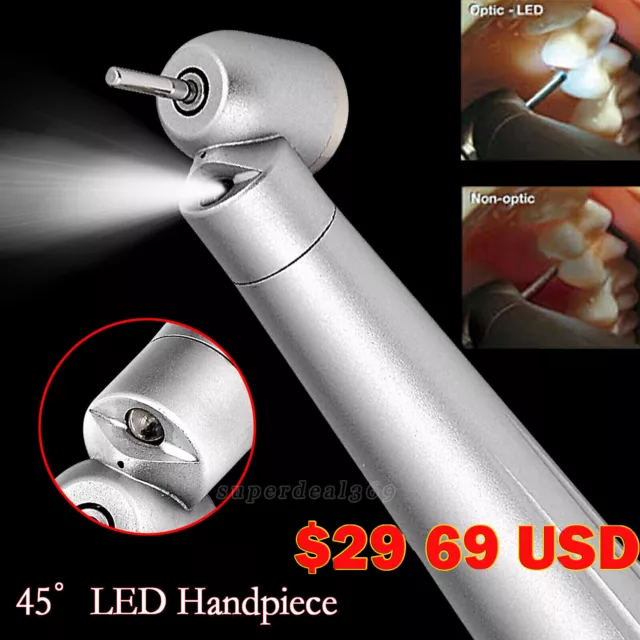 NSK Style Dental LED 45° Degree Surgical High Speed Handpiece Push Button 4 Hole 2