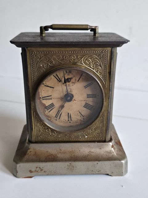 Orologio antico in fusione di ottone, dipinto a mano in oro, stile parigina del 1850 e funzionante - Italia