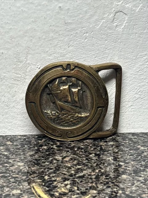 Tech Ether Guild “Glory of the Seas” Solid Brass Belt Buckle 1974 Vintage