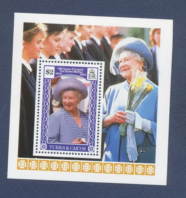 TURKS & CAICOS - Scott 858 - MNH S/S - Queen Mother - 1990