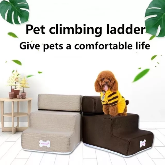 Dog Steps For High Bed 3 Steps Pet Stairs Cats Ladder Ant-Slip Removable Ramp