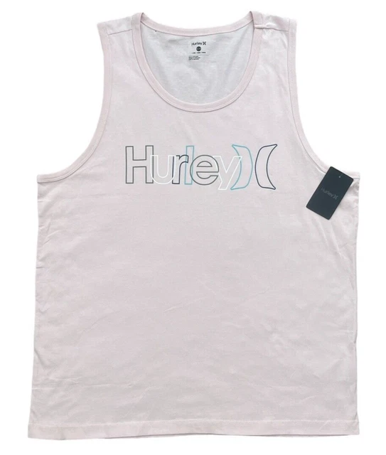 Hurley Men's Crossover Graphic Tank Top Soft Cotton Chalk Pink Size Extra Large