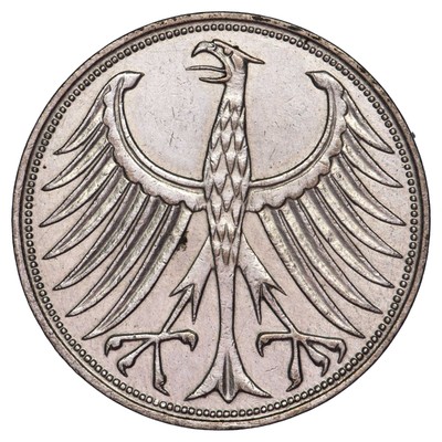 Aigle Pièce de Monnaie Rfa Aigle Argenté 5 DM 1960 G En 