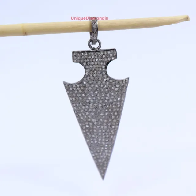 Natural pave Diamond Arrowhead pendant sterling silver Handmade arrowhead pendan