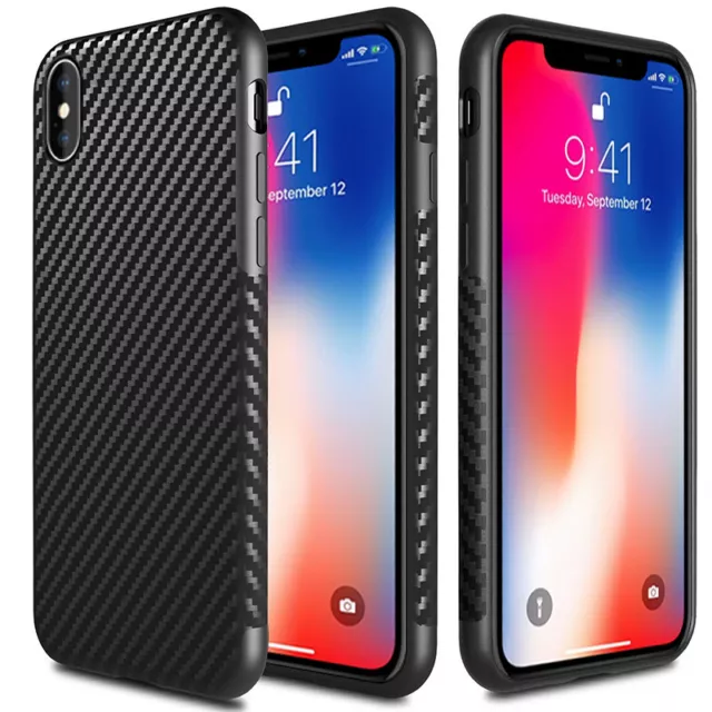 Shockproof Carbon Fiber Slim Silicon Cover Case For iPhone 11 Pro Max XS Max XR 3