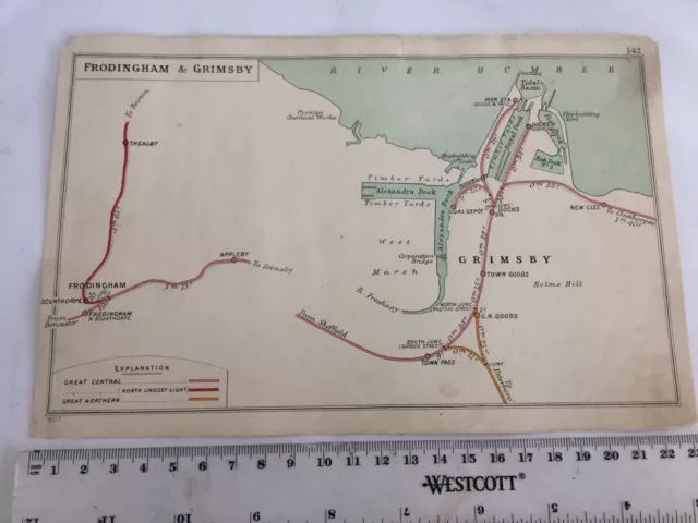 Grimsby Harbour New Clee Thealby Appleby Frodingham Humber Railway Map 1907