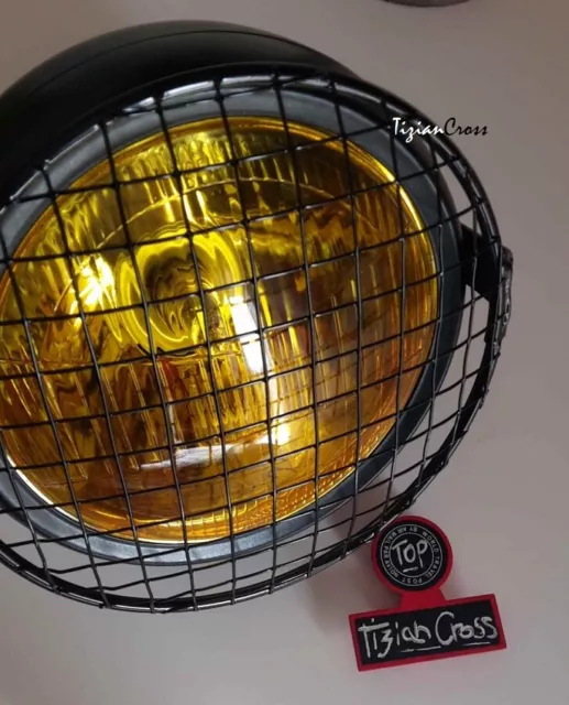 FARO ANTERIORE + RETE QUADRI UNIVERSALE IN METALLO cafe scrambler TizianCross