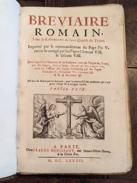 Breviaire Romain Paris chez Herissant 1682 Book 17th 2