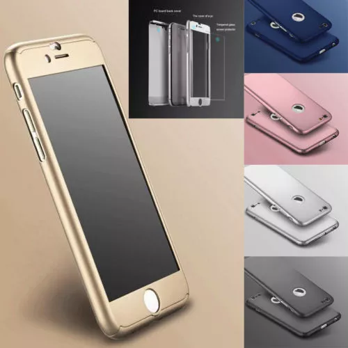 iPhone 7 6 6S Plus Hard Ultra thin Case Tempered Glass Cover For  Hybrid 360°