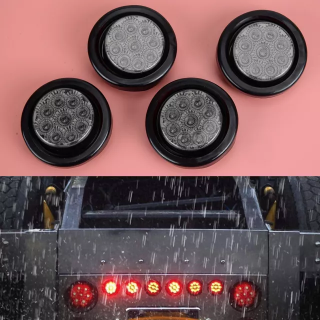 4Pcs 2" Round Red LED Side Marker Light Clearance Assy Fit For Truck Trailer Van