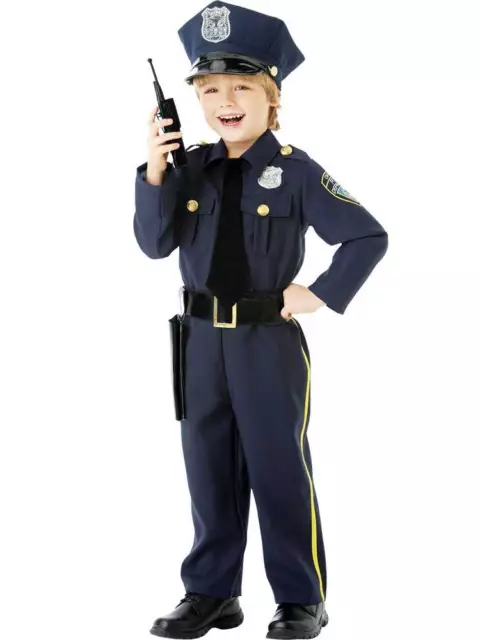 Child Police Officer Uniform US Cop Age 4-10 Boys Kids Fancy Dress Costume