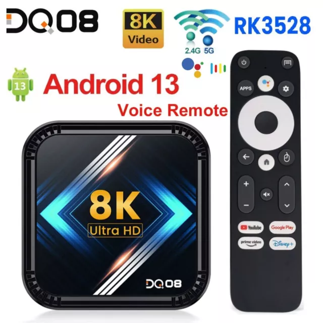 Dq08 Smart Tv Boîte Android 13 Quad Core 8k Vidéo 4k Hdr10   Double Wifi Bt Goog