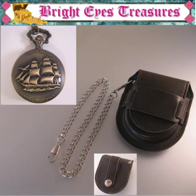 USS CONSTITUTION Tall Sailing Ship Pocket Watch with Your Choice of Chain Gifts