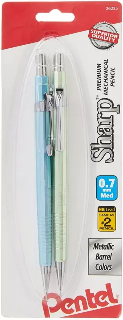 Pentel Sharp Mechanical Pencil (0.7mm) Metallic Barrels, Assorted Barrel Colors,