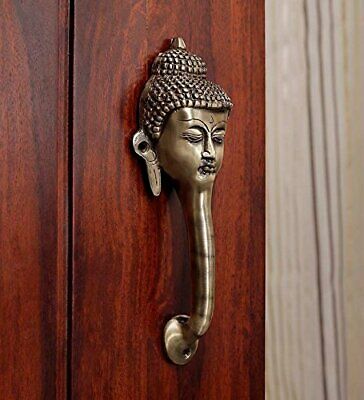 Buddha Face Brass Door Pull Handle Tibetan Design Handmade Décor 9.5" 2.00 Lbs.