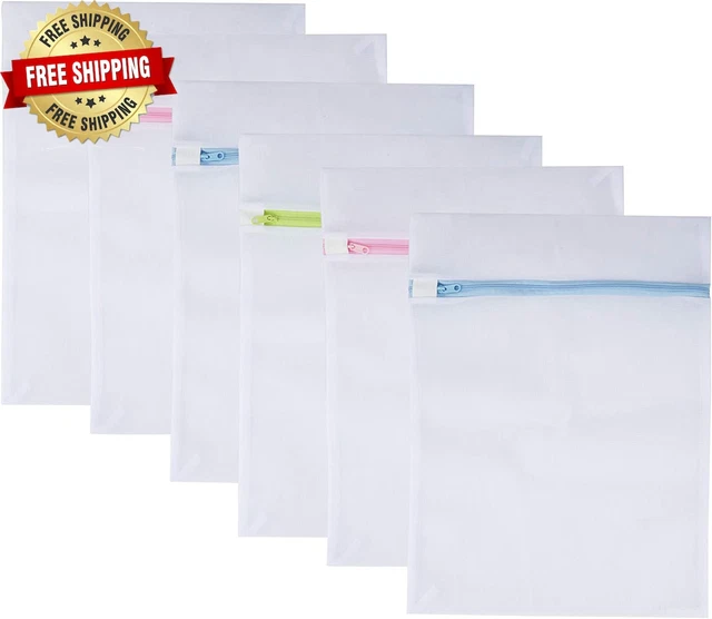 Mesh Laundry Bags 6-Pack Medium 16 X 12 Inch Laundry Wash Bag Colorful Zipper F