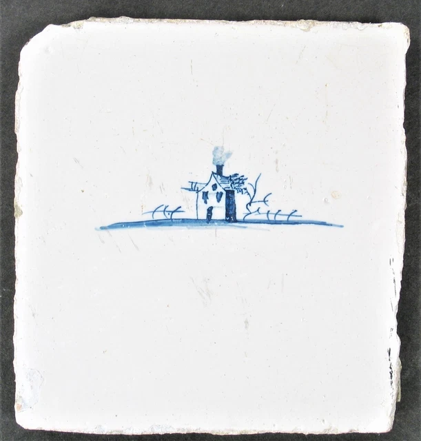 Antique Original Blue & White Delft Tile Dutch Farmhouse Hand Painted 1600's