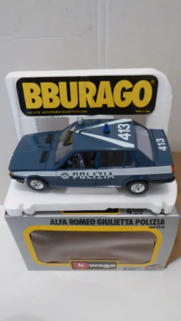 LG228 BURAGO BBURAGO 0189 Voiture 1/24 Alfa Romeo 75 Carabinieri 07 bleu  fonce