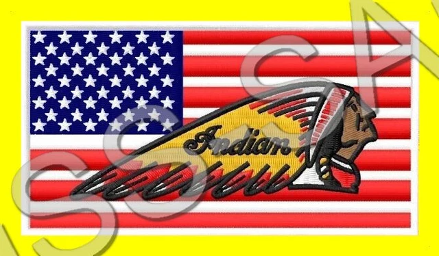 ^^^^^INDIAN MOTORCYCLES EMBROIDERY PATCH^^^^^ IRON/SEW ON ~5-3/4'' x 3-1/8" FLAG