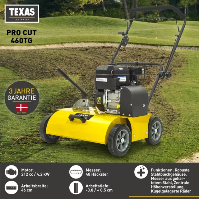 TEXAS Vertikutierer Benzin Rasenlüfter Moosentferner 212ccm 4-Takt Pro Cut 460TG