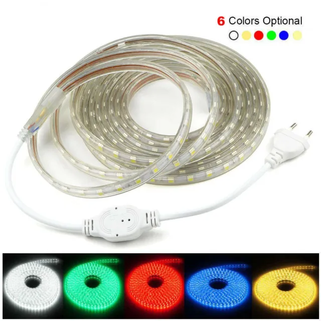 220-240V LED Bande Lumière LED Strip Ruban Flexible IP67 5050 60LEDs/m + EU Plug