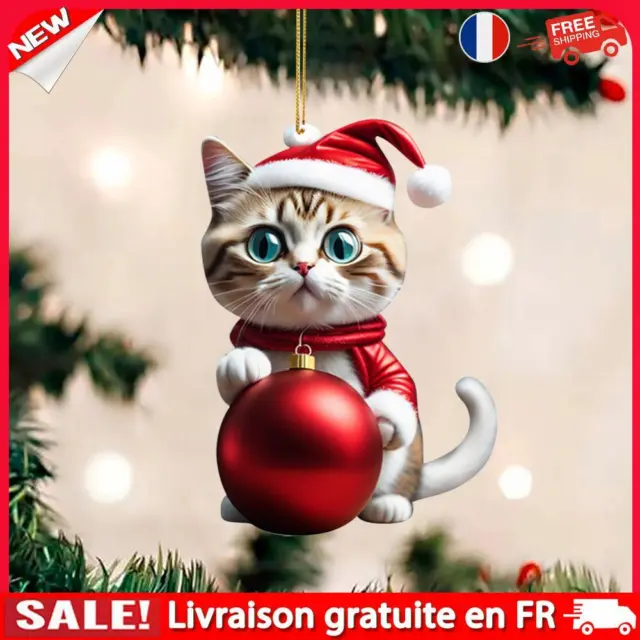 Christmas Cute Hanging Cat Ornaments Acrylic Tree Car Pendant Decorations (H)