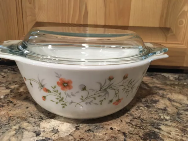 Vintage Pyrex Floral Quart Bowl Made in England  Very Good Condition! with Lid