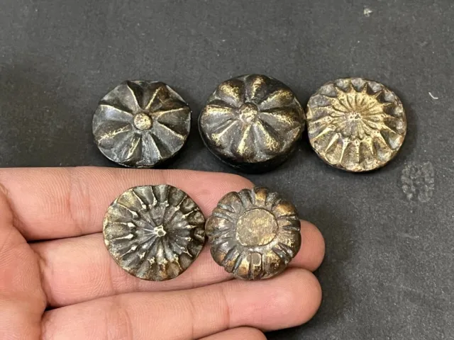 Antique Old Rare Unique Shape Bronze Opium Weight Measurement Seer Scale 5 Pcs