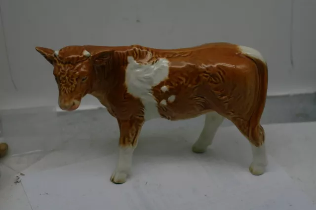 Goebel Large Brown & White  Figurine Cow Calf Cattle West Germany 1977