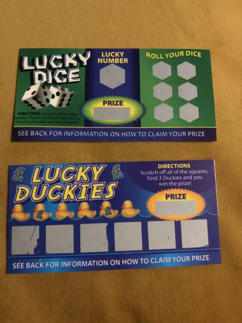 Pack of 2 Fake Joke Lottery Lotto Ticket Scratch Cards Guaranteed BIG WIN Prank