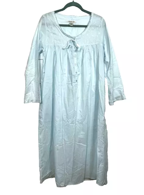 Charter Club Size M Nightgown Blue 100% Cotton Short Long Sleeve Lightweight NWT