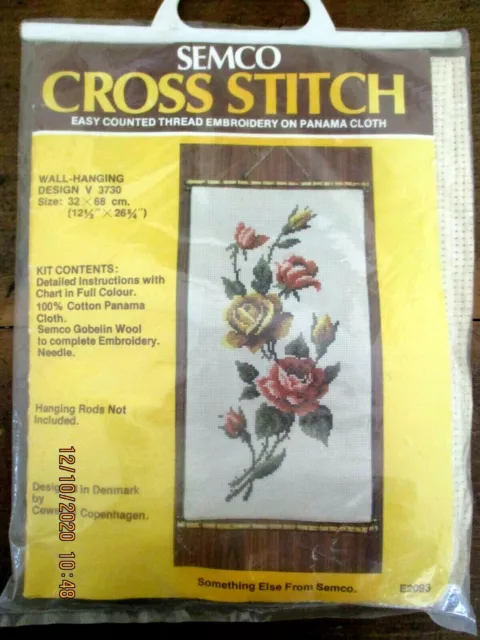 ~BN SEMCO Cross Stitch Kit No. V3730 - WALL HANGING on PANAMA CLOTH - VINTAGE~
