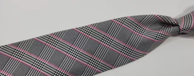Ralph Lauren Purple Label Prince Of Wales Fuschia Silk Neck Tie Made In Italy Ralph Lauren Purple Label Prince Of Wales Fuschia Silk Neck Tie Made In Italy