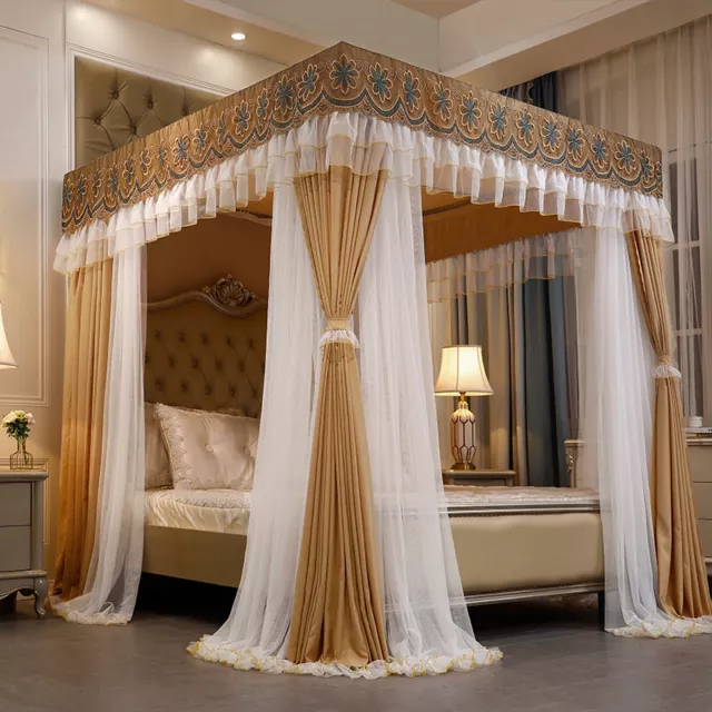 Luxury Mosquito Net & Cloth Top Summer Bed Canopy With Stainless Steel Frames