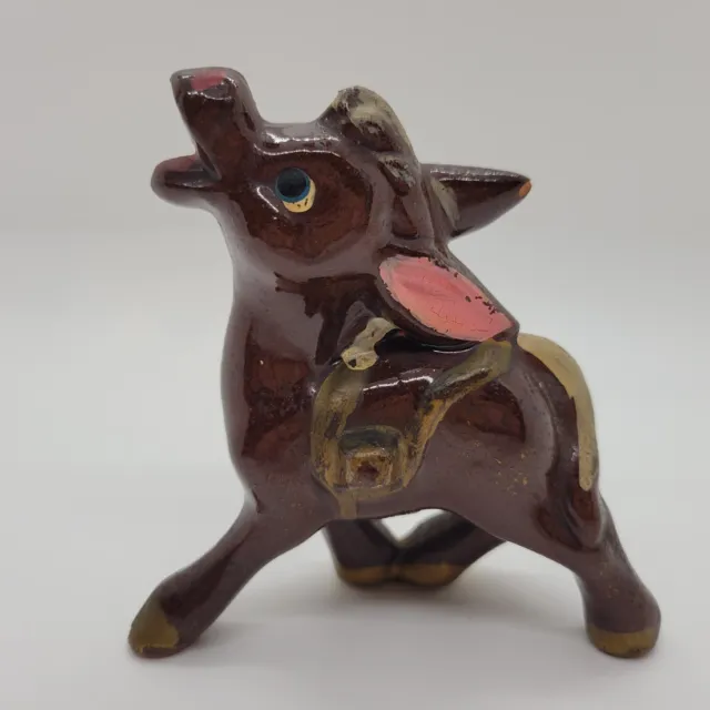 Vintage Tilso Donkey Figurine Hand Painted 4" Tall Original Sticker in Place