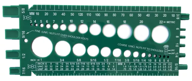 Screw Bolt Nut Thread Measure Gauge Size Checker (Standard & Metric) Color:Green 2