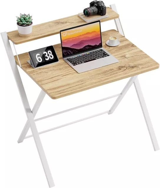 Green Forest Folding Desk No Assembly Required OAK