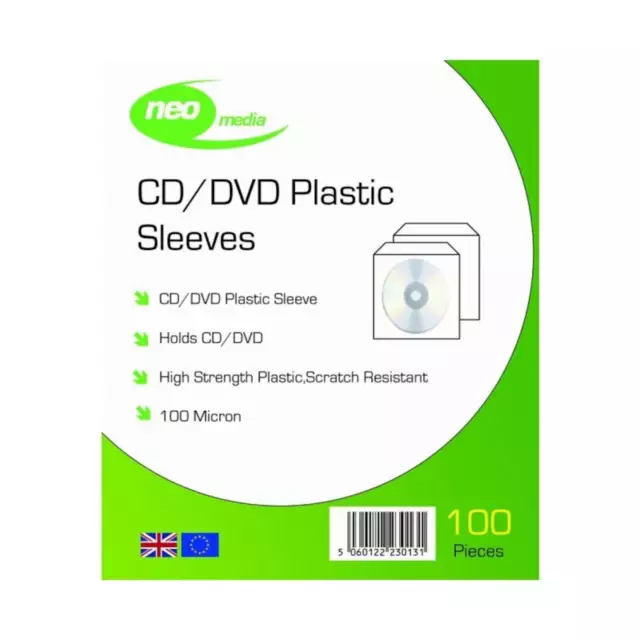 Neo Media CD/DVD 100 Mikron PVC Hüllen - 100er-Pack