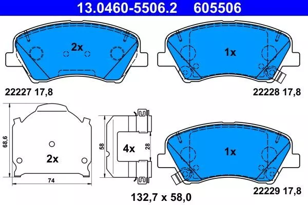 Ate Bremsbeläge Vorderachse Passend Für Kia Rio Stonic | 13.0460-5506.2