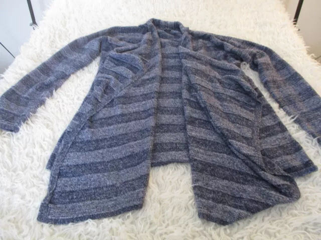 Barefoot Dreams Sweater Womens L XL Blue Fleece Cardigan Bamboo Chic Lite Cotton