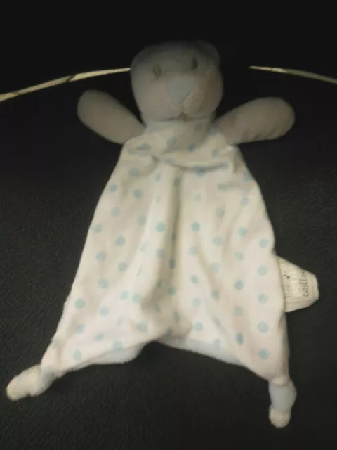 doudou plat ours gris bleu blanc pois MES PETITS CAILLOUX
