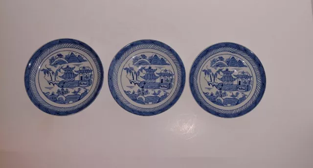 Woods Ware Canton Blue Saucers 5-1/2" Wood & Sons, England - Set of 3