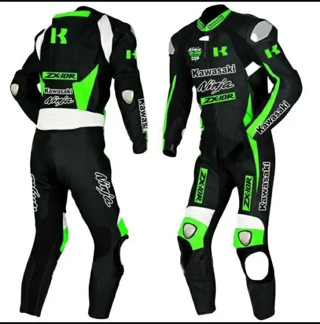 Tuta e guanti da gara in pelle per moto personalizzati MotoGP Kawasaki Ninja 2